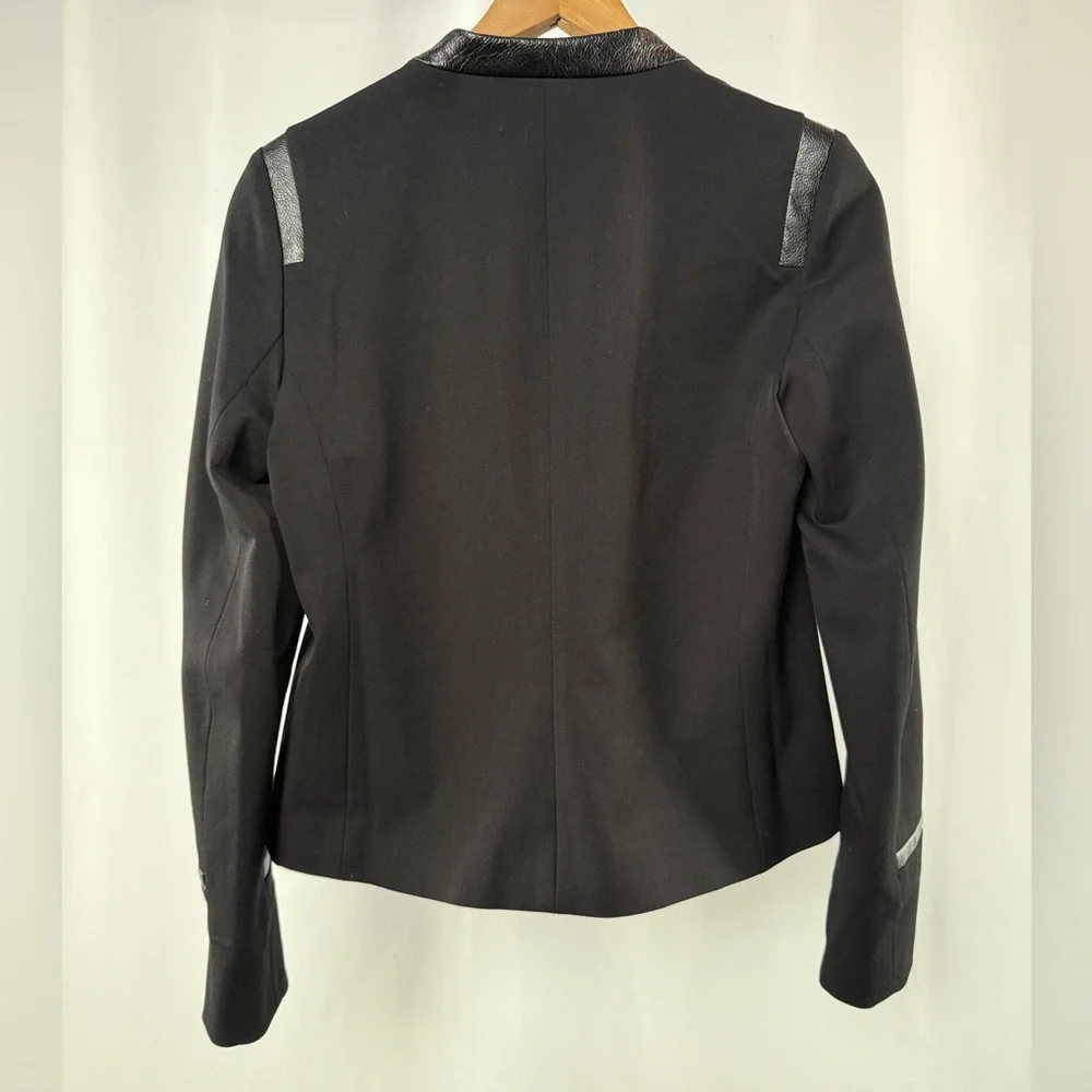 Comptoir Des Cotonniers Leather‎ Trim Short Jacket in Black Size 2